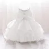 Girl Dresses Infant Baby Baptism Dress For Girls White Bow 1st Birthday Wedding Kids Party Princess Bridesmaid Gown Vestidos