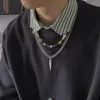 Anhänger Halsketten Hip Hop Würfel Buchstaben Imitation Perlen Perlen handgefertigtes Doppelschicht Bijoux Geometrische Flamme Männer Halskette Femme