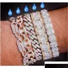 Chain Paper Clip Coffee Bean Lock Clasp Link 7-8 Inch Bracelet Iced Out Zircon Bling Hip Hop Men Jewelry Gift Beaded Charms Bracelet Oteqw