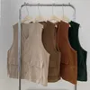 남자 S Jackets Corduroy Vest Streetwear Pockets Autumn Coats All Match Ropa Mujer 일본 스타일 솔리드 빈티지 230822