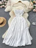 Abiti casual Summer White Elegant Midi Bandage Dress per donne Violet Ruffletti Strap Femlae Sexy Beach Holiday Prom senza schienale