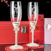 Verres à vin Coupe de champagne de mariage Souvenir créatif pratique Artisanat exquis Décoration élégante de haute qualité Canne assortie