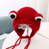 Bonnet en Crochet pour bébé garçon et fille, casquette d'hiver pour enfant, couvre-oreilles en forme de grenouille, chapeau chaud de noël pour nourrissons, en laine tricotée