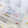 Learning Toys Plastic Stationery Box Simple Transparent Frosted Student Office Storage Box Pencil Case