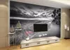 Papéis de parede Black and White PO Wallpaper não tecido para a TV Background Shop Landscape 3D Murais