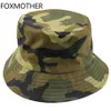 FOXMOTHER New Autumn Fashion Camo Gorras Casquette Army Green Camouflage Fishing Hats Bucket Caps Women Mens X220214210R