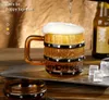 Le dernier verre à bière Mark Cup en verre de tonneau en bois de 16 oz, de nombreux choix de styles, prend en charge la personnalisation de n'importe quel logo