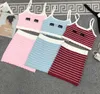 Women's Shirt Mivmiv Designer Fashion Top Brand 23 Summer New Contrast Red and White Stripe Letter Short Fashionable Sling Tank Half Skirt Knitted Two Piece Set