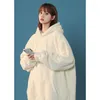 Kvinnors hoodies Kvinnliga lammull Kvinnor Lossa solida färgtröjor Autumn Winter Long Sleeve 2023 Korean Style Thicke Ladies Tops