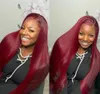 Red Burgundy HD Lace Front Human Hair Wigs Pre Plucked Glueless 99j Colored 13x4 Straight HD Full Lace Frontal Wigs Human Hair