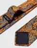 Nekbanden hi stropdas 100 zijden luxe heren bloemen zwart gouden paisley stropspiegeling pocket vierkante manchetknopen set mannen S Wedding Party Tie 230822