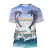 T-shirts pour hommes Summer 3D Animal Dolphin Graphic pour hommes Mode Casual Cool Personnalité Impression surdimensionnée O-Cou Tops à manches courtes