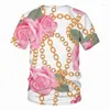 Мужские рубашки T 20233luxury Print 3D Рубашка повседневная летняя стиль мода с коротким рукавом женский в верхней цепи
