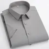 Camisas casuais masculinas Brawon Brand Summer for Men 2023 Solid Short Manves Mens Business Turndown Collar Office Work Roupos 230822