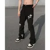 Jeans pour hommes Y2K Emo Hommes Noir Harajuku Streetwear Alt Droite Fée Grunge Pantalon à jambes larges Pantalon en denim Taille haute Oversiz177J