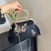 Evening Bags 2023 Autumn Ladies Handbags Fashion Retro Chinese Style Print Pu Metal Handle Clutches Dinner Party Seashell Clutch 230821