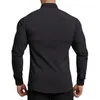 Camisas casuais masculinas Moda de manga longa Camisa sólida masculina super fit fit masculino vestido de negócios masculino ginástica esportes de fitness roupas 230822