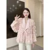 FULHA FUR ZXRYXGS Moda de malha de imitação Cardigan Cardigan Cardigan Jaqueta 2023 Autumn Winter Emperament Trend Roupas