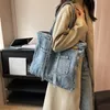 Mulheres denim bolsa de lona 2023 novo vintage grande capacidade feminino shopper sacos de ombro harajuku coreano duplo bolso bolsa feminina