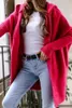 Damesbreien T Tees Elegant Long Hoodies Cardigan For Women Sweater Office Gebreide kleding Rode bovenkleding Sweaters Wol Blends Roze jas Mujer Cardigans 230821