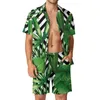 Survêtements pour hommes Funny Palm Leaves Hommes Ensembles Ananas Flamingo Citron Imprimé Chemise Décontractée Ensemble À La Mode Shorts De Plage Costume Graphique Deux Pièces