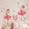 Stickers muraux Princesse et Cygne pour chambres d'enfants Filles Mignon Ballet Danseur Fleur Papillon Papier Peint Pépinière Chambre De Bébé Décoration 230822