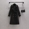 Trincheira feminina casacos corea solta tamanho grande casaco comprido de abastecimento branco preto quebra -vento preto lady lowearwear roupas de primavera 230822