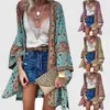 Menas de banho feminina Women Kimono Shirt Holiday Beach Cardigan Blusa de verão Boho Shawl Tops Beachwear Bikini Cover Up Wrap Anti-Up Coat