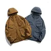 Vestes pour hommes Chaquetas Hombre Veste à capuche tactique extérieure pour hommes Manteaux de camping multi-poches Coupe-vent imperméable
