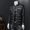 Heren Trench Coats Autumn en Winter Leather Jacket Down 90 White Duck Warm met revers Casual Fashion Black 4xl 230822