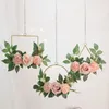 Decorative Flowers Nordic Upscale Artificial Wall Hanging Metal Ring Garland Wedding Decoration Wreath For Home El Window Door Display