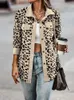 Womens Jackets Autumn Leopard Jacket Women Corduroy Coat Overshirt Long Sleeve Winter Loose Shirt for 230822