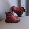 Boots Child Ankle Boots Winter Leather Shoes Toddler Girl Boots Double Zip Platform Girls Sneakers Red Fashion Casual Shoes R230822