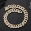 22mm Hip Hop Miami Cuban Link Chain Halsband armbandsmycken Set Full Zircon 18K Real Gold Plated