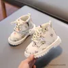 Botas Caminhantes infantis Botas de inverno para meninos têm botas curtas meninas meninas quentes de pelúcia Boots Kids Baby Cotton Shoe R230822