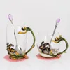 Bicchieri da vino di alta qualità con smalto di tè in iride Resistenza di fiore in vetro di fiore succo di matrimonio Cassui Madre regalo F2