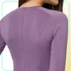 L9083 Women Crewneck Felpette di camicie da yoga a maniche lunghe Slip Black Running Sports top magliette traspiranti magliette traspirabili elastico a secco veloce3229133