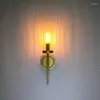 Wall Lamp Brass Glass Lampshade Sconce E14 Led Light Fixture For Bedroom El Corridor Bedside Mirror Fixtures