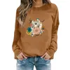 Kvinnors hoodies Round Fashion Flower Print Halloween Casual Tops Hoodie Apparel Women Sweatshirt Leopard Zip Up Jacket