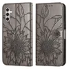 Sunflower PU lederen portemonnee kisten voor Samsung S23 Fe plus S22 Ultra M54 M14 M33 M52 A73 A54 A53 A33 A34 A33 A32 A23 A24 A24 Mode Flower ID Card Slot Cash Flip Cover Telefoon Pouch