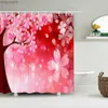 Shower Curtains Waterproof Shower Curtain for Bathroom Cherry Blossom Pink Flowers Printing Bathtub Curtains Fabric Bath Curtain with R230822