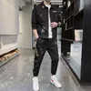 Herrspårar Män våren Autumn Casual Two Piece Set Jacket and Pants Mens Fashion Sweatsuit Korean Style Streetwear Sport Suit 2024