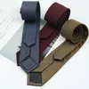 Bow Ties 7CM Academic British Style Khaki Wine Red Black Solid Color Striped Nylon Jacquard Weave Tie For Man Business Wedding Necktie