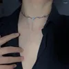 Łańcuchy goth serce kryształowe fala skrzydła Naszyjnik dla kobiet egirl estetyczny vintage uroków choker kołniery para mejr biżuteria