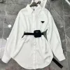 Sashes Blouse For Womens Designers Triangle Letter Shirts Tops Quality Prd Shirt Chiffon Women's Blouses Sexy Coat With Waist Bag Prdada 1397