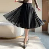 Röcke Vintage Frauen elegant Long Tulle Mesh Midi Rock Herbst Mode Harajuku Lady Streetwear High Taille Solid Bottoms