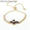 Bedelarmbanden 10 stks minimalistische mode delicaat 18k goud vergulde kristal cz cross dames kraal verstelbare ketting armband sieraden 230821