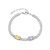 Pulseras con dijes Princesa Corte Cubic Zirconia Pulsera de tenis para mujer Corazón Cuadrado Redondo CZ Cadena de clip de papel Acero inoxidable ajustable 230821