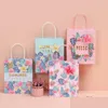 Förvaringspåsar Kraft Paper Tote Bag Cartoon Flowers Tack för brevmönster Holiday Mother Day Birthday Party Favors med handtag Dhu3j