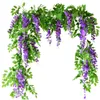 Decoratieve bloemen kransen 7ft 2m Bloemtouw Artificial Wisteria Vine Garland planten gebladerte Buiten Home Trailing Fake Hanging Wall Decor 230822